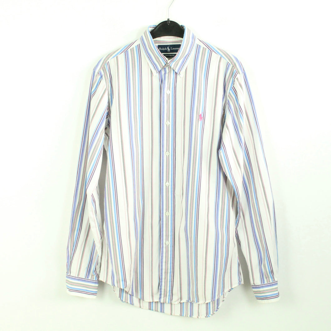 Second Hand RALPH LAUREN Hemd Gr. M weiß bunt gestreift CUSTOM FIT langarm (*)