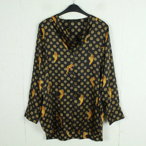 Second Hand ZARA Bluse Gr. L schwarz mehrfarbig gemustert Tiger (*)