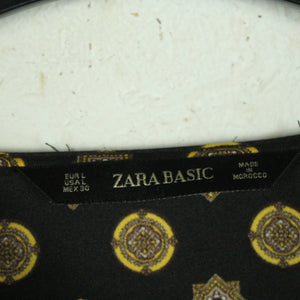 Second Hand ZARA Bluse Gr. L schwarz mehrfarbig gemustert Tiger (*)