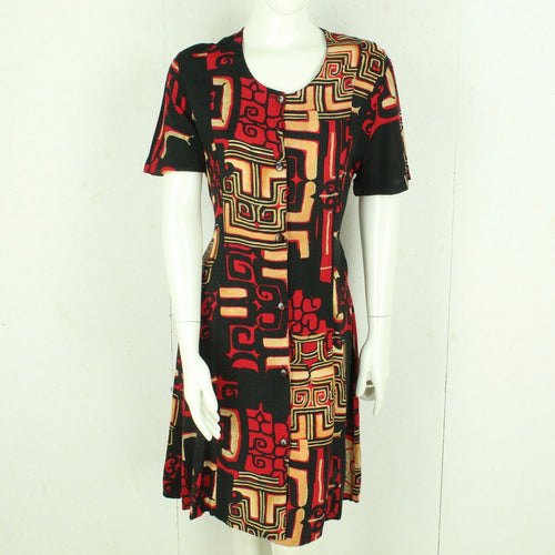 Vintage Kleid Gr. M schwarz mehrfarbig gemustert