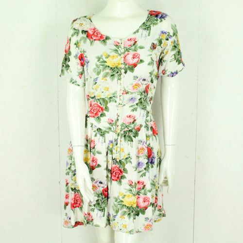 Vintage Sommerkleid Gr. M weiß mehrfarbig geblümt Kleid