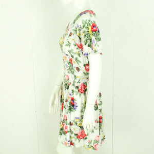 Vintage Sommerkleid Gr. M weiß mehrfarbig geblümt Kleid
