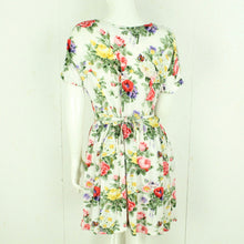 Laden Sie das Bild in den Galerie-Viewer, Vintage Sommerkleid Gr. M weiß mehrfarbig geblümt Kleid