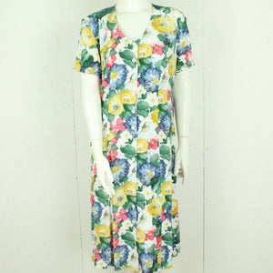 Vintage Midikleid Gr. L weiß mehrfarbig geblümt Kleid