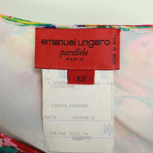 Vintage EMANUEL UNGARO Midikleid Gr. 38 bunt geblümt Slip Dress Kleid