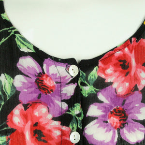 Vintage Maxikleid Gr. L schwarz mehrfarbig geblümt Kleid