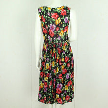 Laden Sie das Bild in den Galerie-Viewer, Vintage Maxikleid Gr. L schwarz mehrfarbig geblümt Slip Dress Kleid