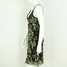 Laden Sie das Bild in den Galerie-Viewer, Vintage Midikleid Gr. S schwarz mehrfarbig gemustert Kleid Y2K