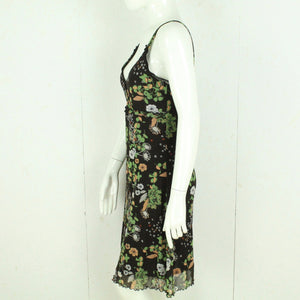Vintage Midikleid Gr. S schwarz mehrfarbig gemustert Kleid Y2K