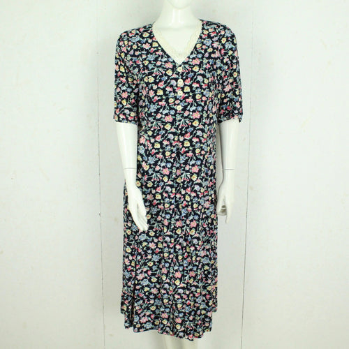 Vintage Midikleid Gr. M schwarz mehrfarbig geblümt Kleid