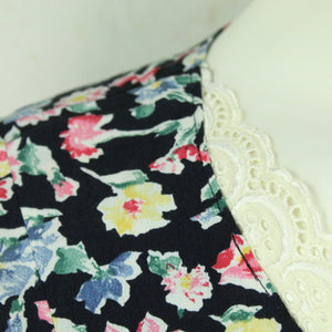 Vintage Midikleid Gr. M schwarz mehrfarbig geblümt Kleid