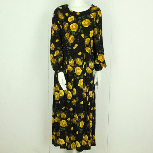 Vintage Maxikleid Gr. L schwarz mehrfarbig geblümt Slip Dress Kleid