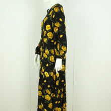 Laden Sie das Bild in den Galerie-Viewer, Vintage Maxikleid Gr. L schwarz mehrfarbig geblümt Kleid