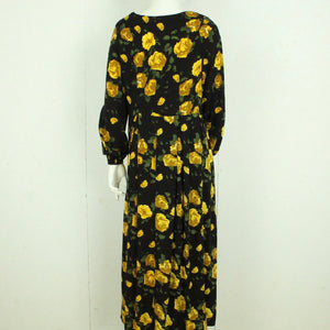 Vintage Maxikleid Gr. L schwarz mehrfarbig geblümt Slip Dress Kleid