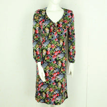 Laden Sie das Bild in den Galerie-Viewer, Vintage Midikleid Gr. S schwarz mehrfarbig geblümt Slip Dress Kleid