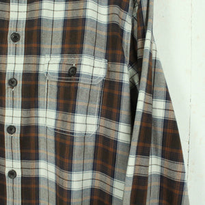 Vintage Flanellhemd Gr. XXL braun weiß blau kariert Flanell