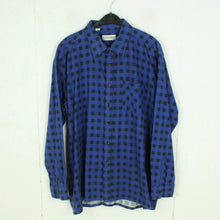 Laden Sie das Bild in den Galerie-Viewer, Vintage Flanellhemd Gr. XXL blau schwarz kariert Flanell