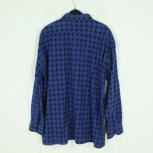 Laden Sie das Bild in den Galerie-Viewer, Vintage Flanellhemd Gr. XXL blau schwarz kariert Flanell