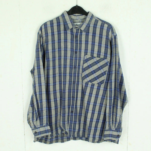 Vintage Flanellhemd Gr. L blau grau gestreift Flanell