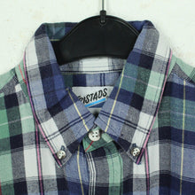Laden Sie das Bild in den Galerie-Viewer, Vintage Flanellhemd Gr. XL blau mehrfarbig kariert Flanell