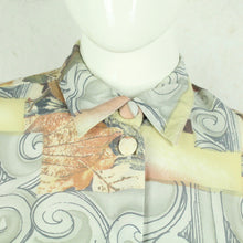 Laden Sie das Bild in den Galerie-Viewer, Vintage Bluse Gr. M beige pastell mehrfarbig Crazy Pattern langarm