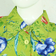 Laden Sie das Bild in den Galerie-Viewer, Vintage Bluse Gr. L grün bunt geblümt langarm