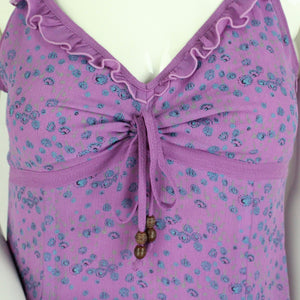 Vintage Y2K Kleid Gr. S lila blau geblümt Slip Dress