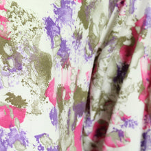Laden Sie das Bild in den Galerie-Viewer, Vintage Bluse Gr. S weiß rosa lila Crazy Pattern langarm