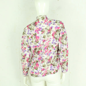 Vintage Bluse Gr. S weiß rosa lila Crazy Pattern langarm