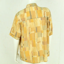 Laden Sie das Bild in den Galerie-Viewer, Vintage Bluse Gr. L beige braun abstrakt gemustert kurzarm