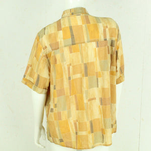 Vintage Bluse Gr. L beige braun abstrakt gemustert kurzarm