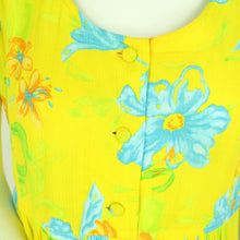 Laden Sie das Bild in den Galerie-Viewer, Vintage Y2K Kleid Gr. M gelb blau geblümt Slip Dress