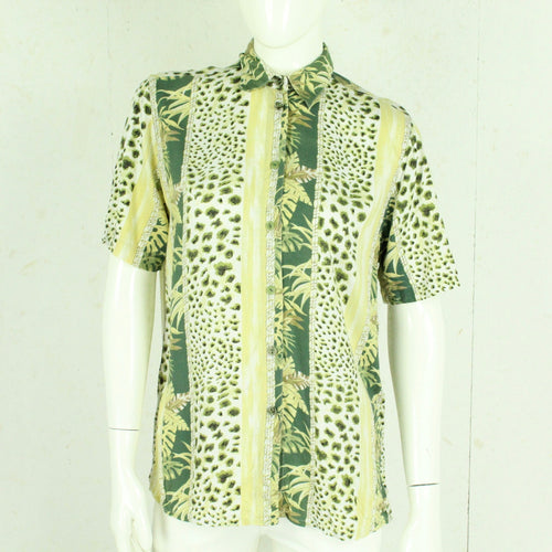 Vintage Bluse Gr. S weiß mehrfarbig Crazy Pattern kurzarm