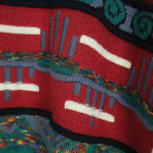 Laden Sie das Bild in den Galerie-Viewer, Vintage Pullover mit Wolle Gr. XL rot bunt Crazy Pattern Strick