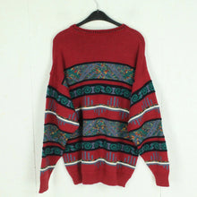 Laden Sie das Bild in den Galerie-Viewer, Vintage Pullover mit Wolle Gr. XL rot bunt Crazy Pattern Strick