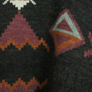 Vintage Pullover mit Wolle Gr. XL grau meliert mehrfarbig gemustert Strick