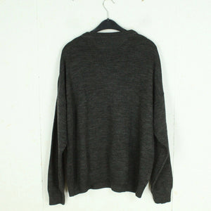 Vintage Pullover mit Wolle Gr. XL grau meliert mehrfarbig gemustert Strick
