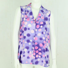 Laden Sie das Bild in den Galerie-Viewer, Vintage Bluse Gr. S lila rosa gepunktet kurzarm