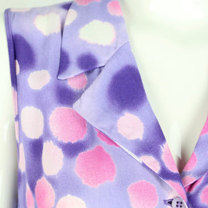 Vintage Bluse Gr. S lila rosa gepunktet kurzarm