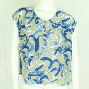 Vintage Bluse Gr. M grün blau weiß abstrakt gemustert