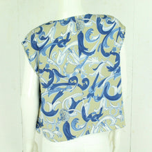 Laden Sie das Bild in den Galerie-Viewer, Vintage Bluse Gr. M grün blau weiß abstrakt gemustert