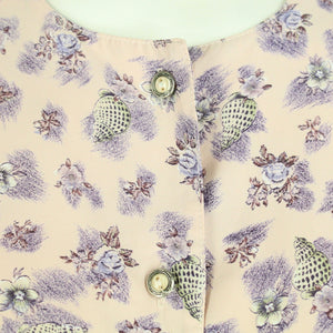 Vintage Bluse Gr. S rosa mehrfarbig geblümt kurzarm
