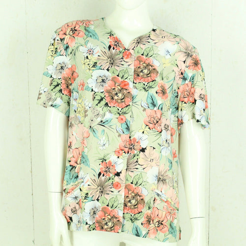Vintage Bluse Gr. M bunt geblümt kurzarm
