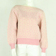 Laden Sie das Bild in den Galerie-Viewer, Vintage Pullover Gr. S beige rosa Crazy Pattern Strick