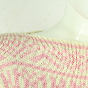 Vintage Pullover Gr. S beige rosa Crazy Pattern Strick