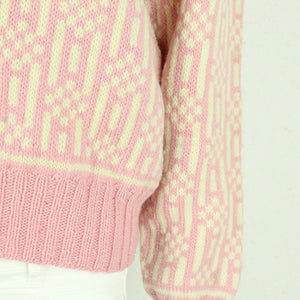 Vintage Pullover Gr. S beige rosa Crazy Pattern Strick