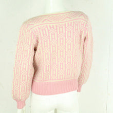 Laden Sie das Bild in den Galerie-Viewer, Vintage Pullover Gr. S beige rosa Crazy Pattern Strick