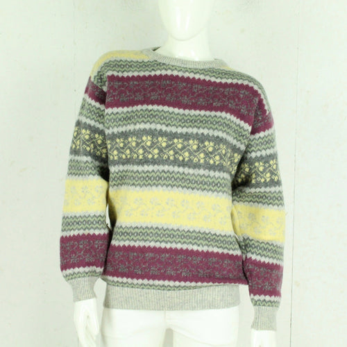 Vintage Wollpullover Gr. M mehrfarbig Crazy Pattern Wolle Strick