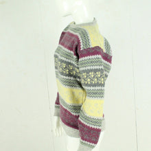 Laden Sie das Bild in den Galerie-Viewer, Vintage Wollpullover Gr. M mehrfarbig Crazy Pattern Wolle Strick