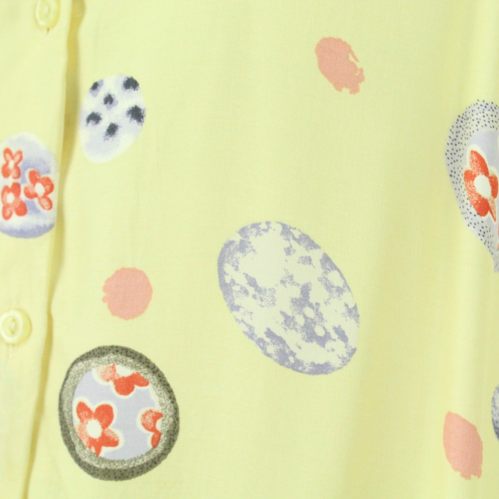 Vintage Bluse Gr. S gelb mehrfarbig gemustert kurzarm